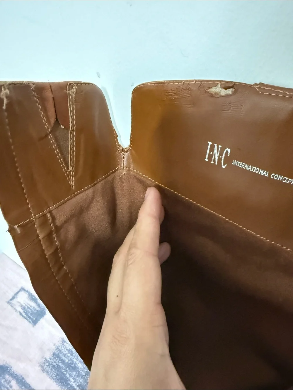 INC International Concepts Brown Leather Knee-High Riding Boots